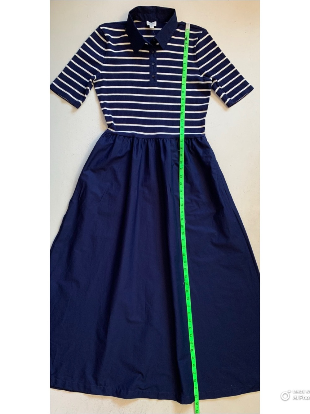 J Crew Factory Medium TALL Navy Blue Striped Collared Knit Dress NWT Pockets - Picture 15 of 16